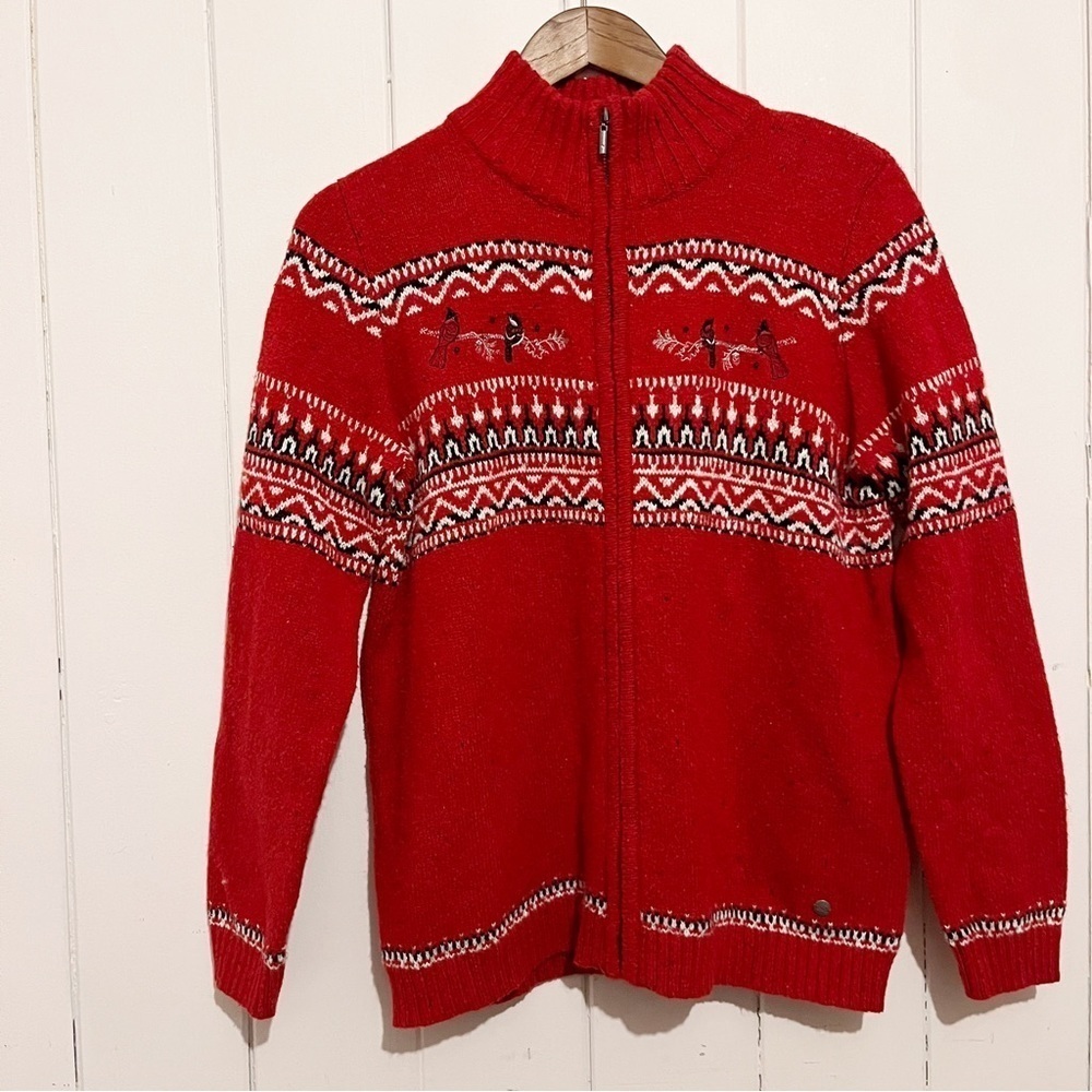 Northern Reflections Red Zip Cardigan. Size Medium.